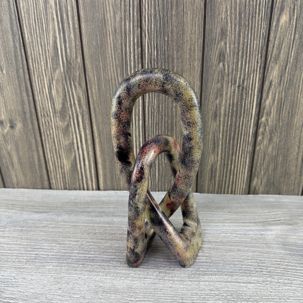 Signed Abstract Interlocking Loop Knot Sculpture Modern Multicolor Art Decor